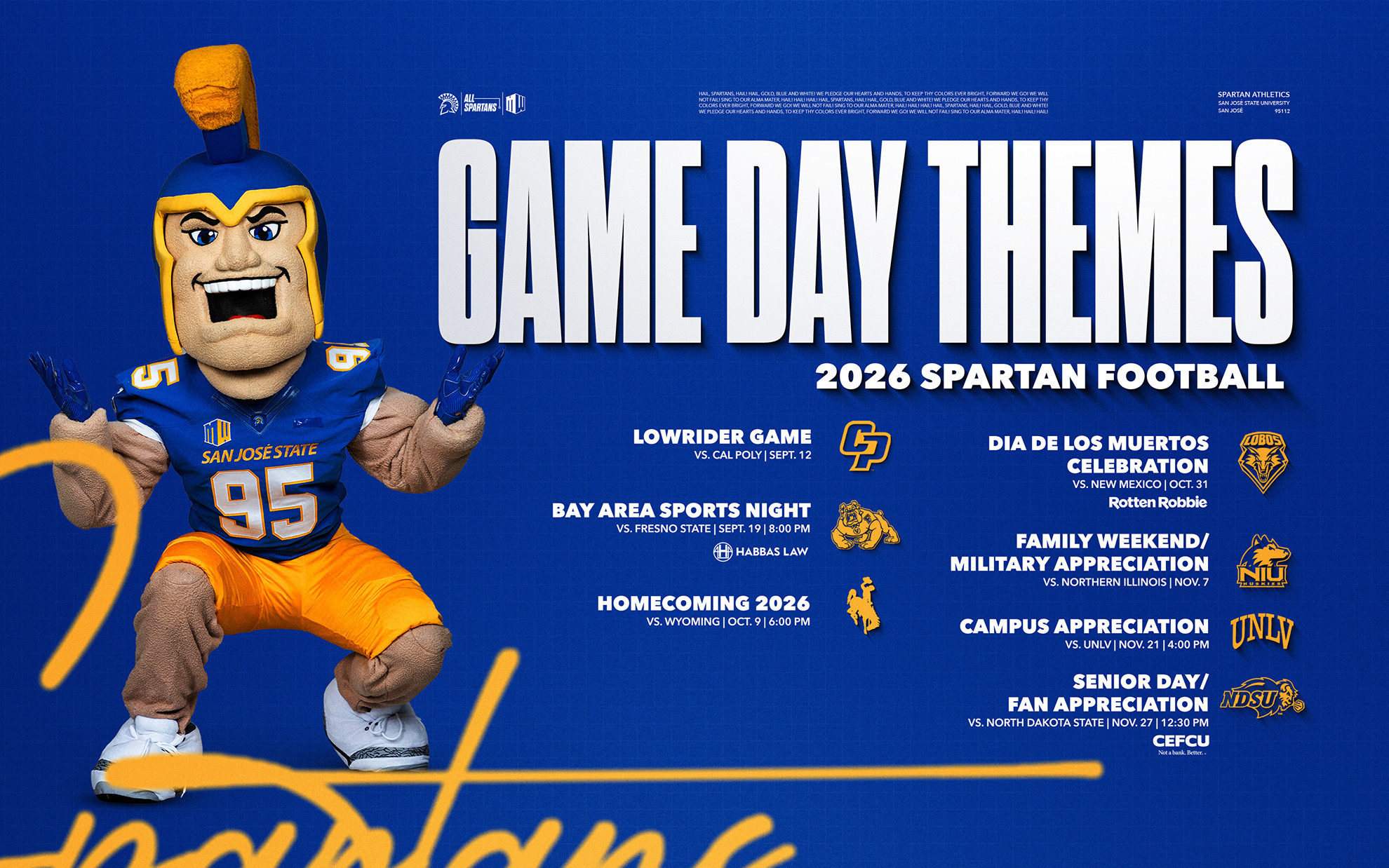 SJSU Football Announces 2026 Promotional Schedule and Theme Days